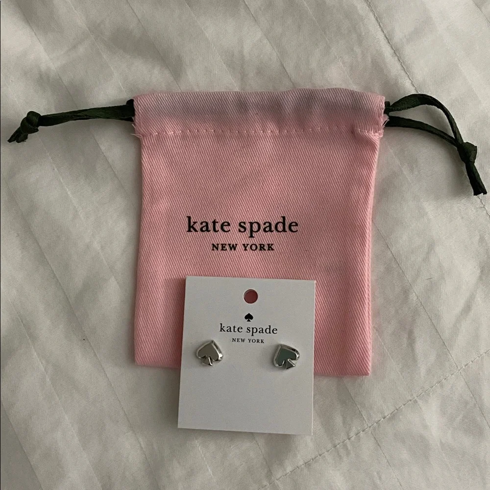Kate Spade Silver Everyday Spade Stud Earrings with Dust Bag